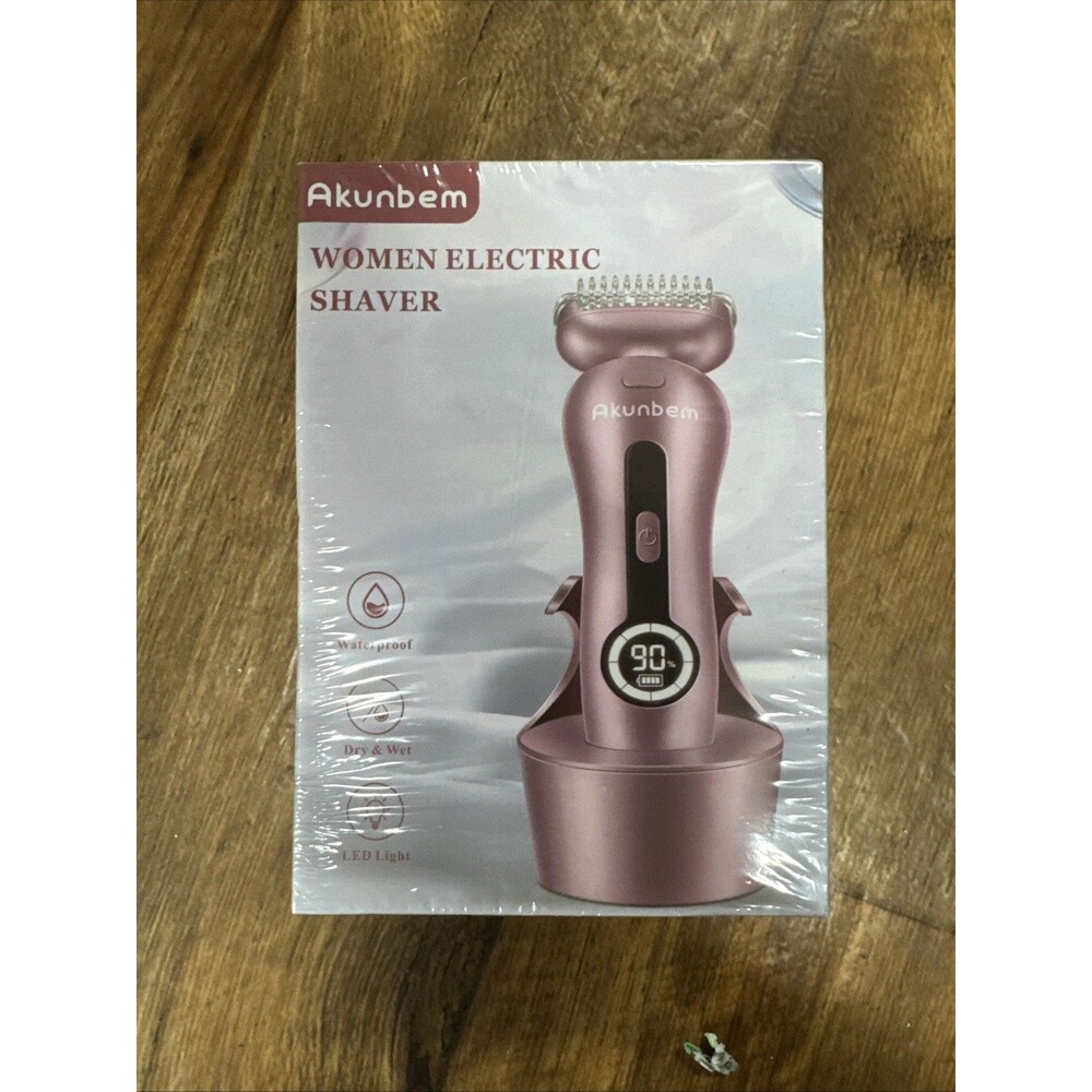 NEW Sealed Akunbem Women Electric Shaver Waterproof for Legs Bikini Trimmer Pink